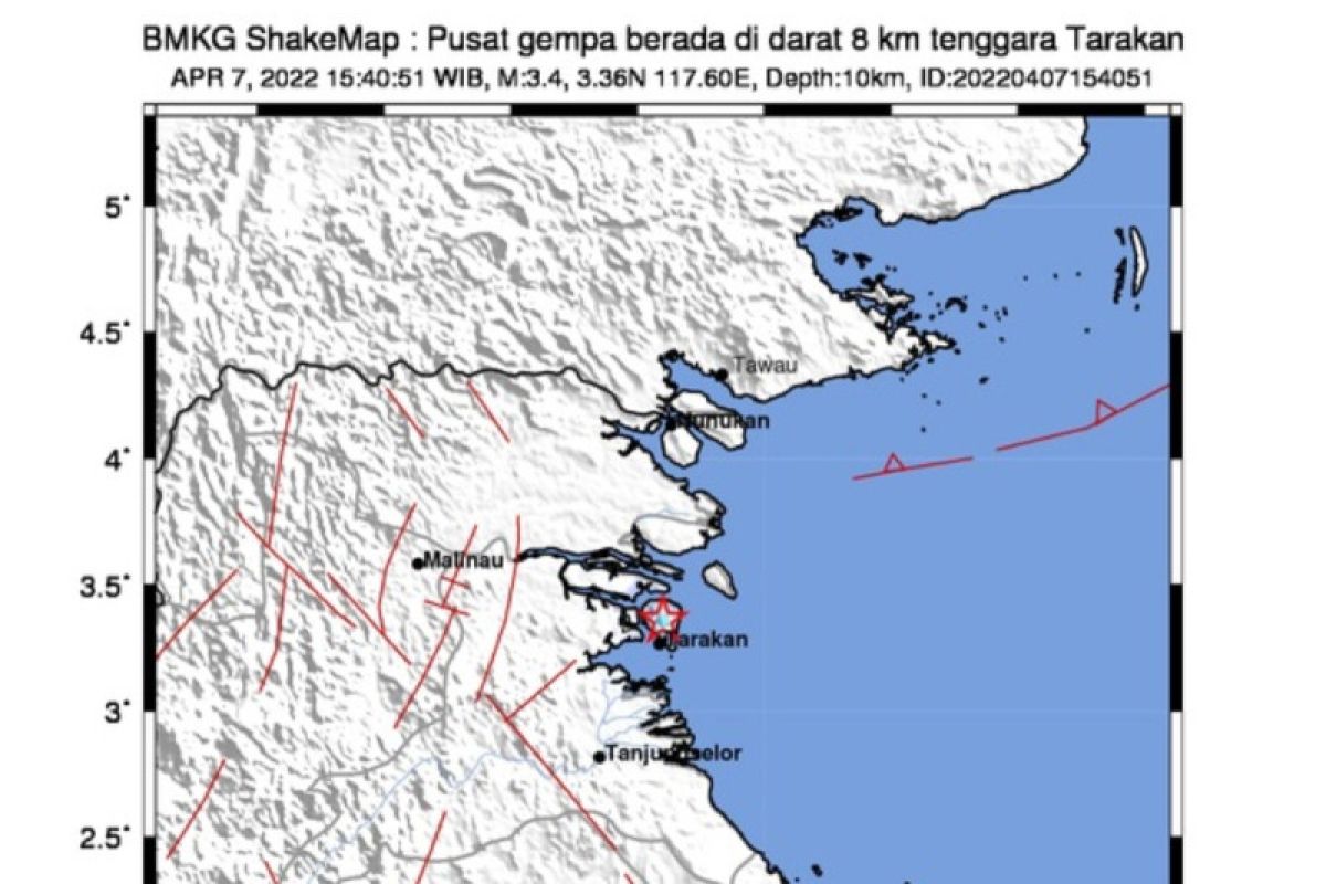 Tarakan kawasan paling rawan gempa di Kalimantan karena sesar aktif