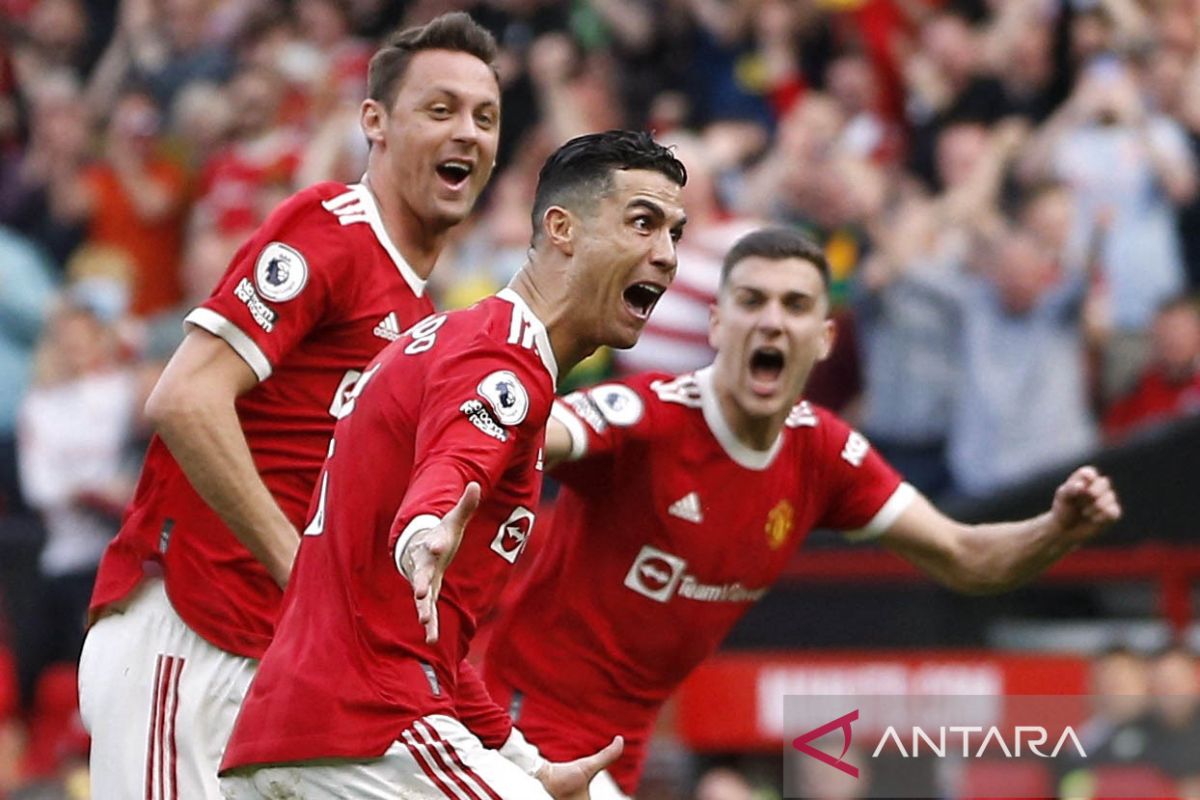 Liga Inggris - Trigol Ronaldo bantu MU kalahkan Norwich 3-2