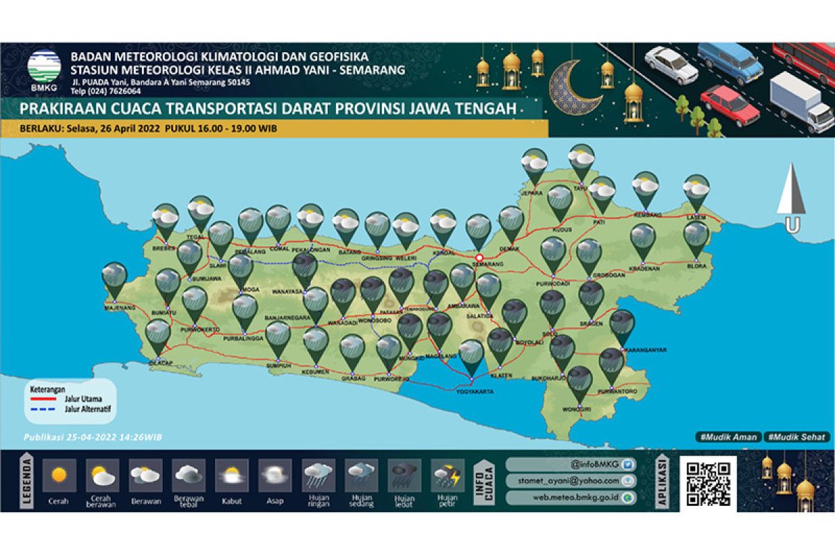 BMKG imbau pemudik waspada potensi hujan di jalur selatan Jateng