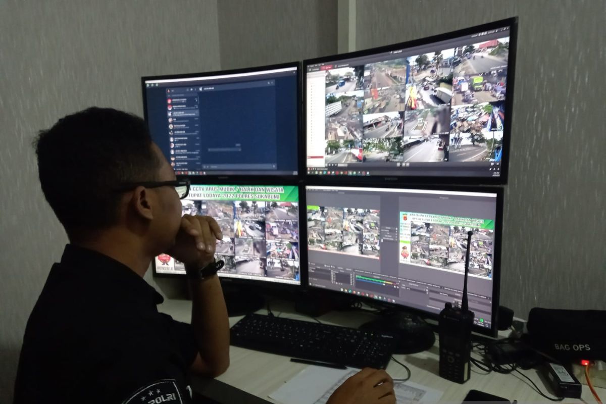 Polres Sukabumi pantau arus mudik melalui layar CCTV
