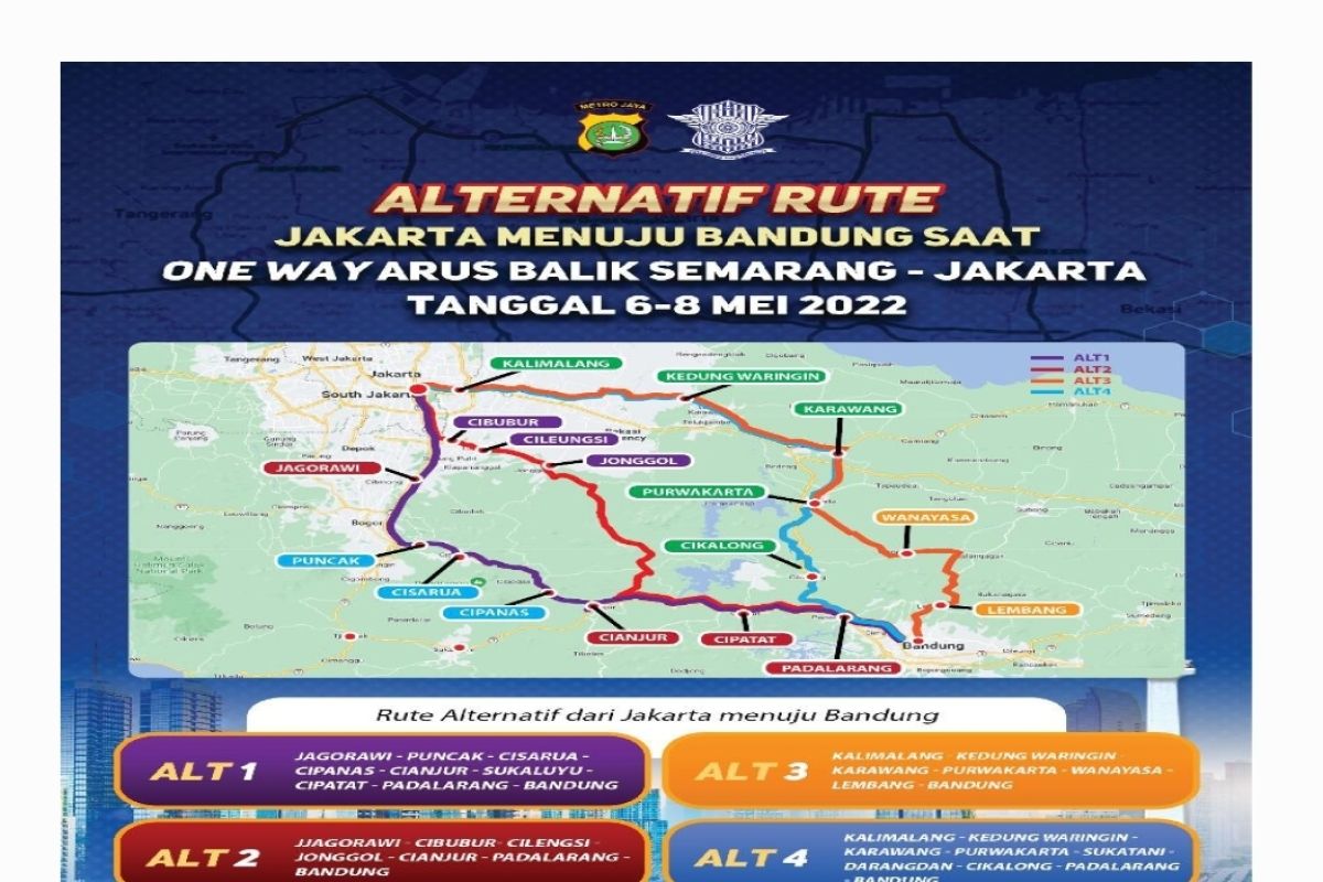 Polda Metro siapkan empat rute alternatif ke Bandung saat arus balik