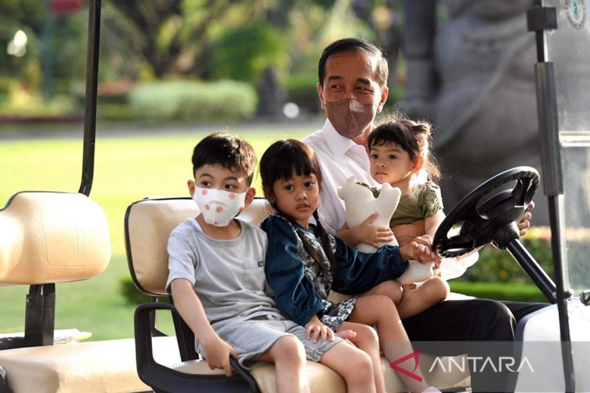 Presiden Jokowi isi Lebaran dengan bermain bersama cucu-cucu