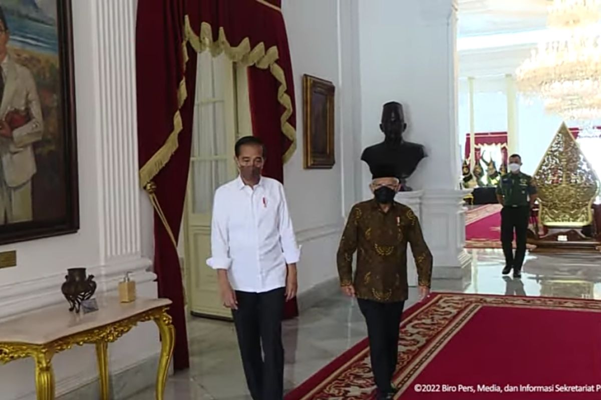 Wapres Ma'ruf temui Presiden Jokowi di Istana Merdeka Jakarta
