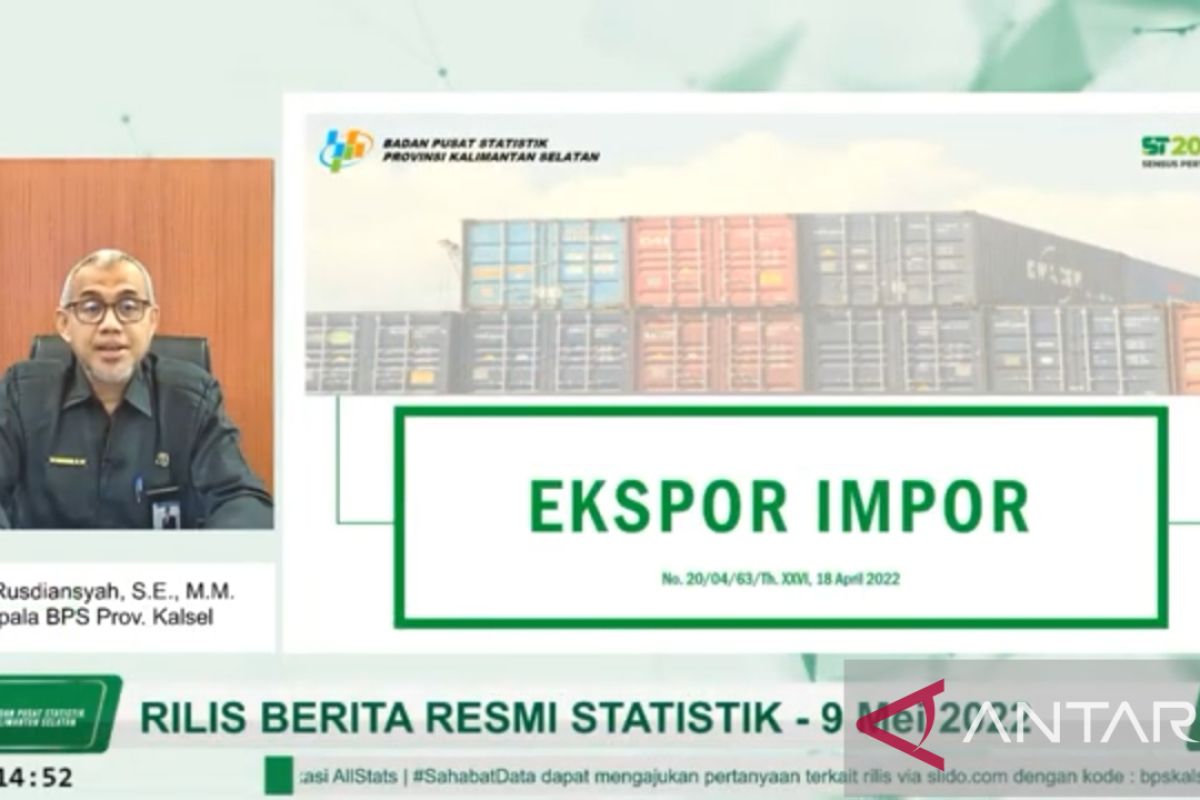 South Kalimantan's export and import climbs up in March