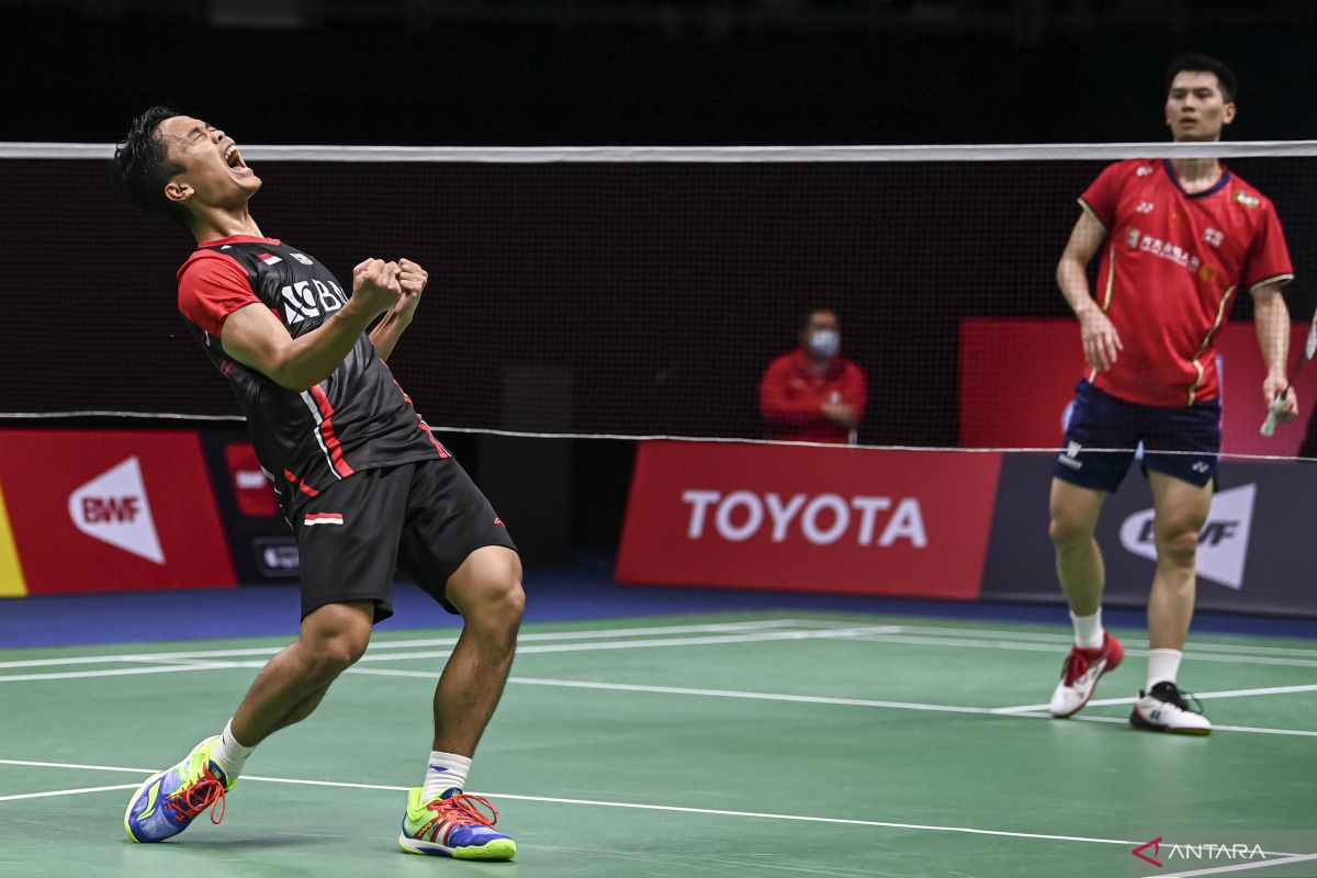 Ginting cetak poin kemenangan pertama bagi tim Indonesia di perempat final Piala Thomas