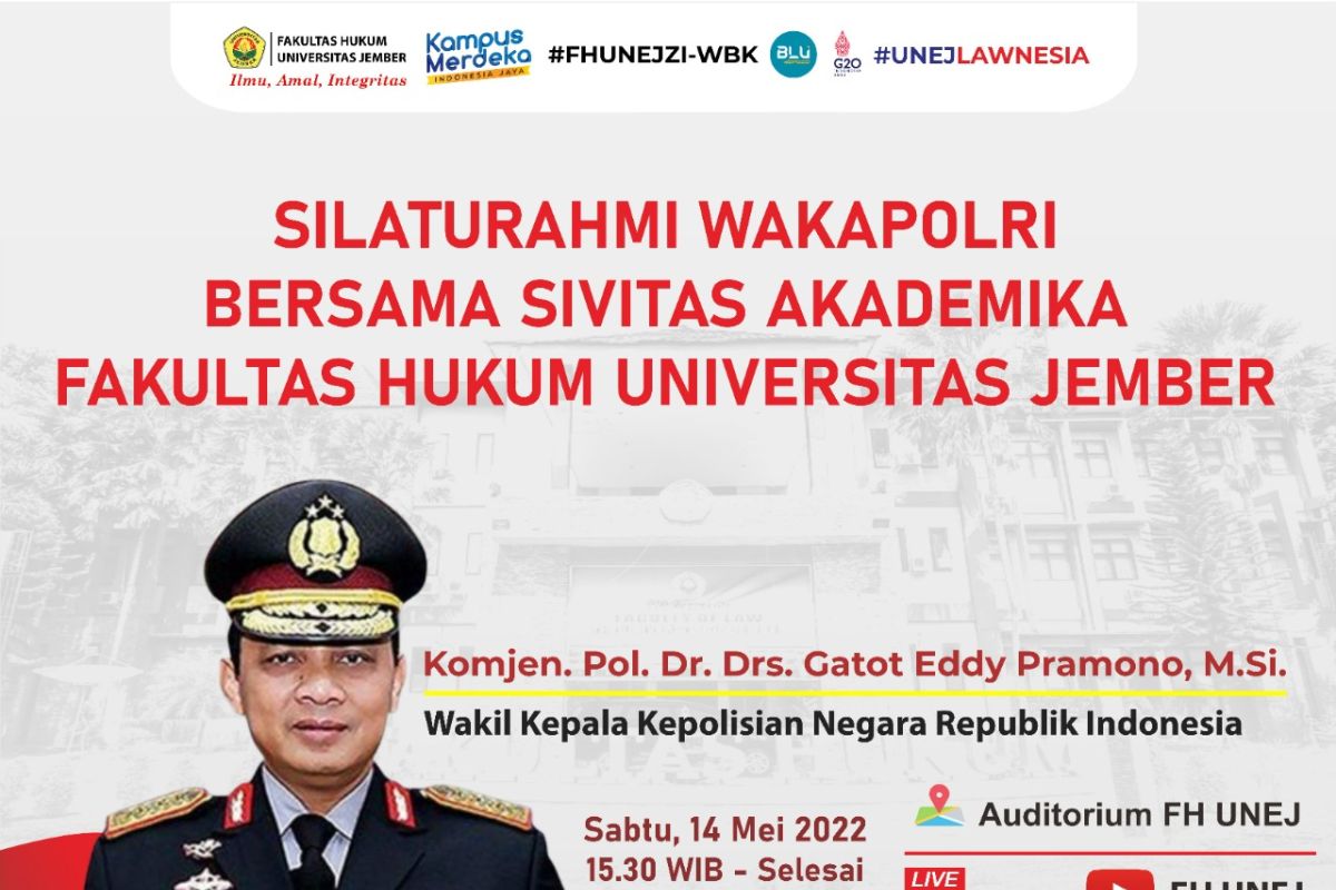 Komjen Gatot Eddy Pramono  jadi dosen luar biasa Fakultas Hukum Unej