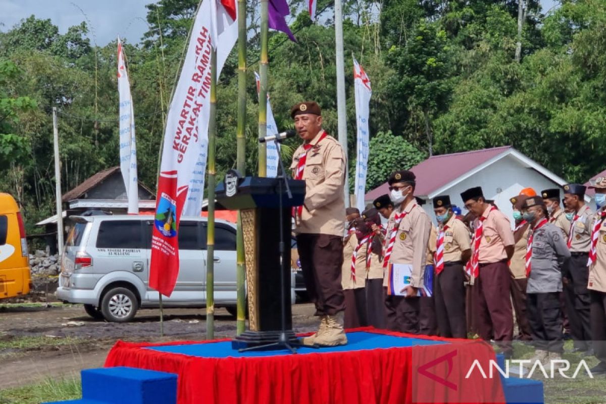 Pramuka Jatim resmikan pembangunan huntara Semeru saat Harkitnas