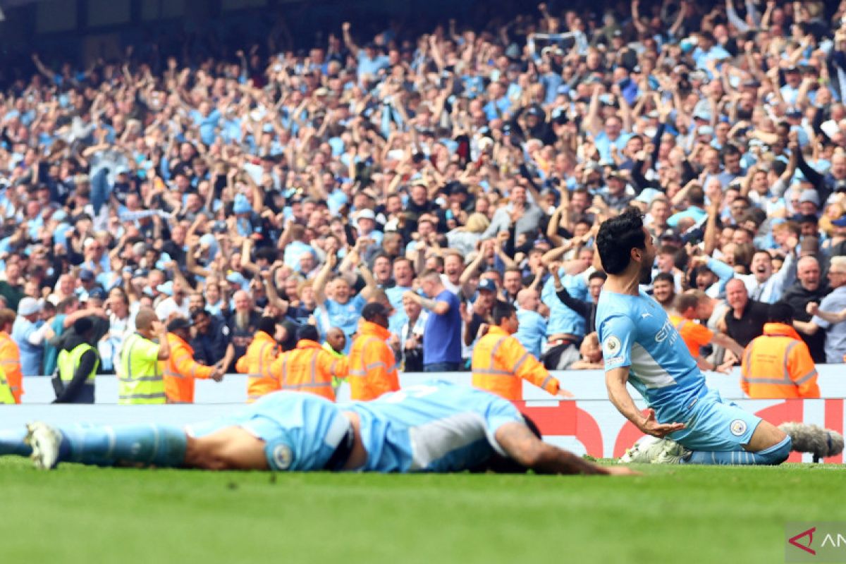 Manchester City juara Liga Inggris musim ini usai tekuk Aston Villa 3-2