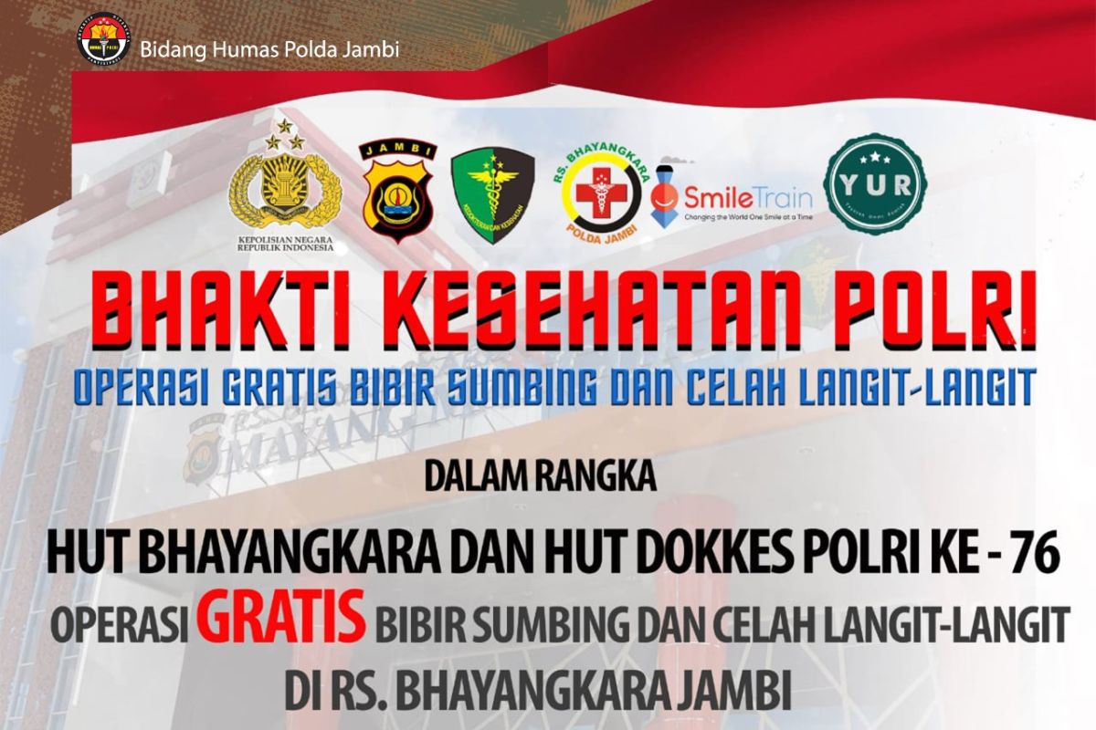 Polda Jambi dan RS Bhayangkara gelar operasi bibir sumbing gratis