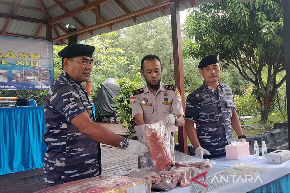 Lantamal XIII/Tarakan gagalkan pengiriman daging ilegal dari Malaysia