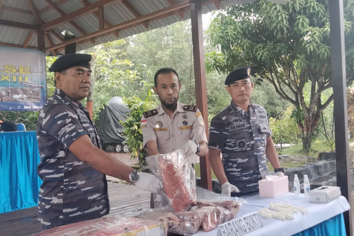 Lantamal XIII berhasil gagalkan pengiriman daging ilegal dari Malaysia