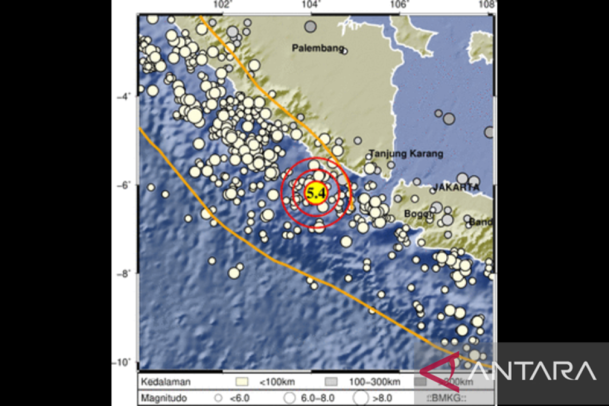 Lampung diguncang  gempa  M 5,4