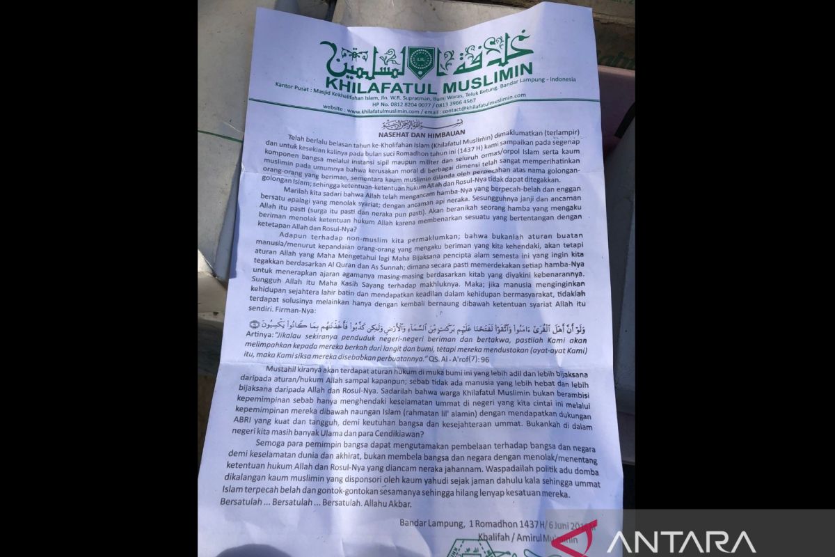 Kelompok Khilafatul Muslimin harus diwaspadai