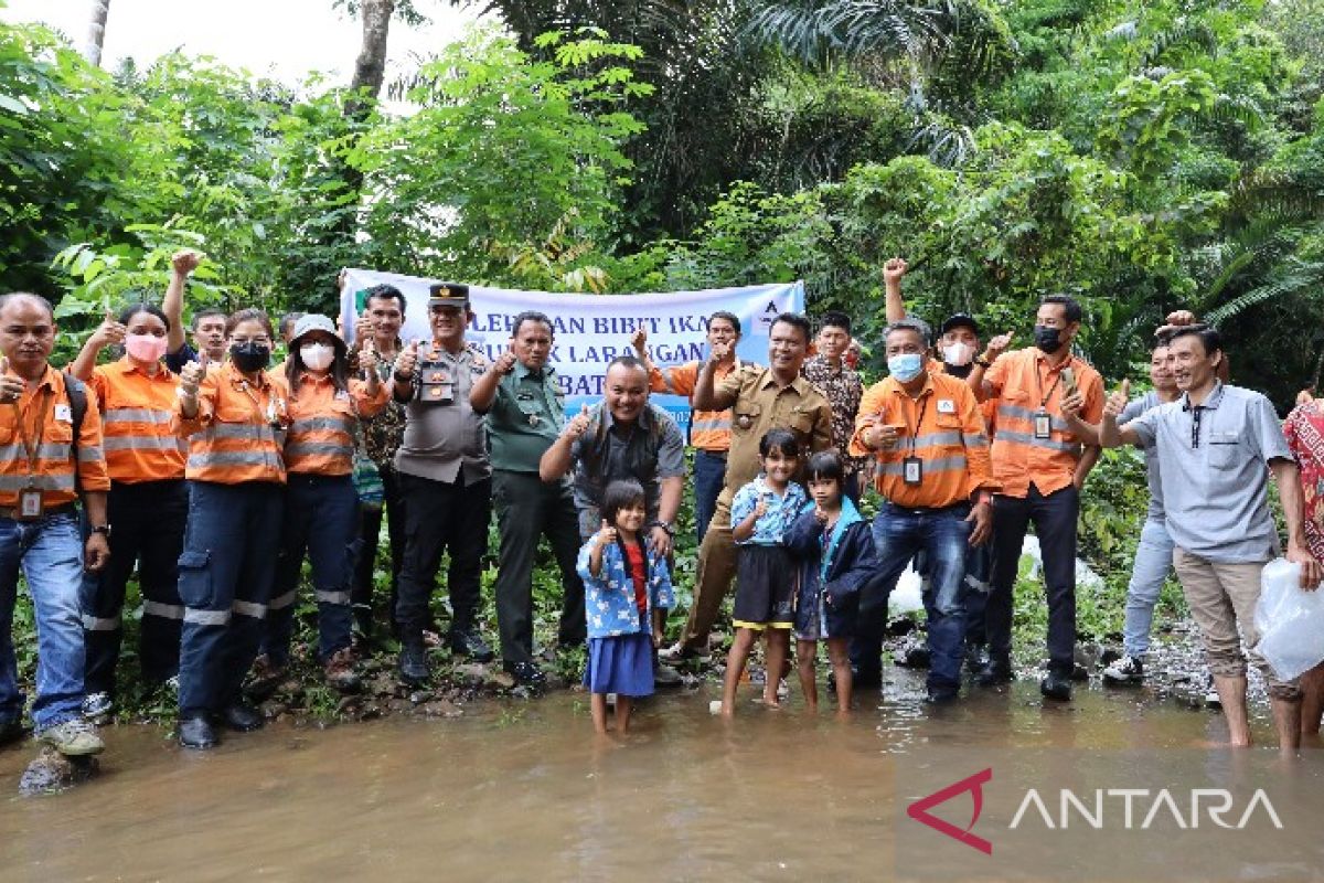 PT AR tabur 15 ribu ekor bibit ikan ke Lubuk Larangan Batu Horing