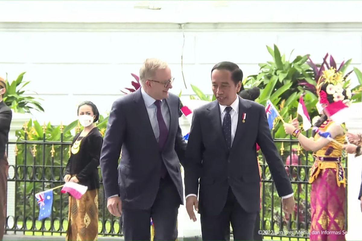 Presiden Jokowi sambut kunjungan PM Australia di Istana Kepresidenan Bogor
