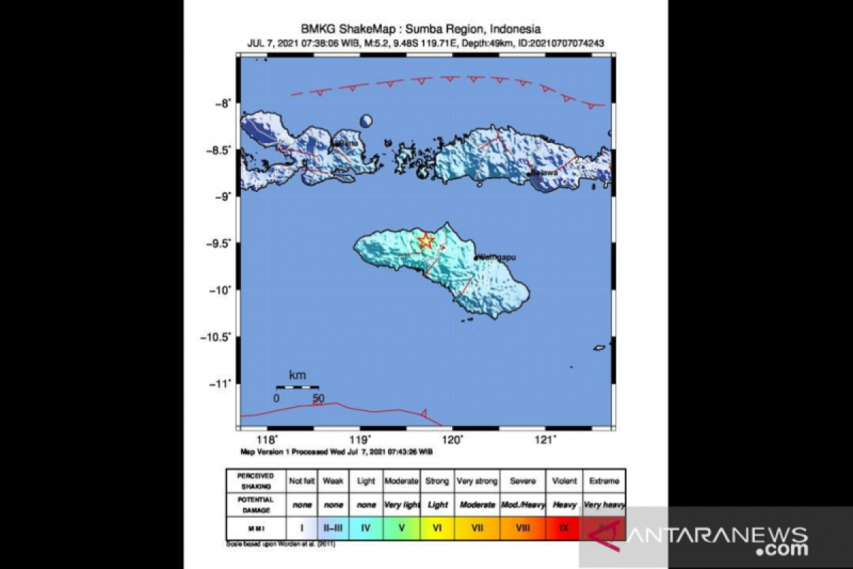 Gempa bumi magnitudo 5,0 NTB berlokasi di darat akibat subduksi