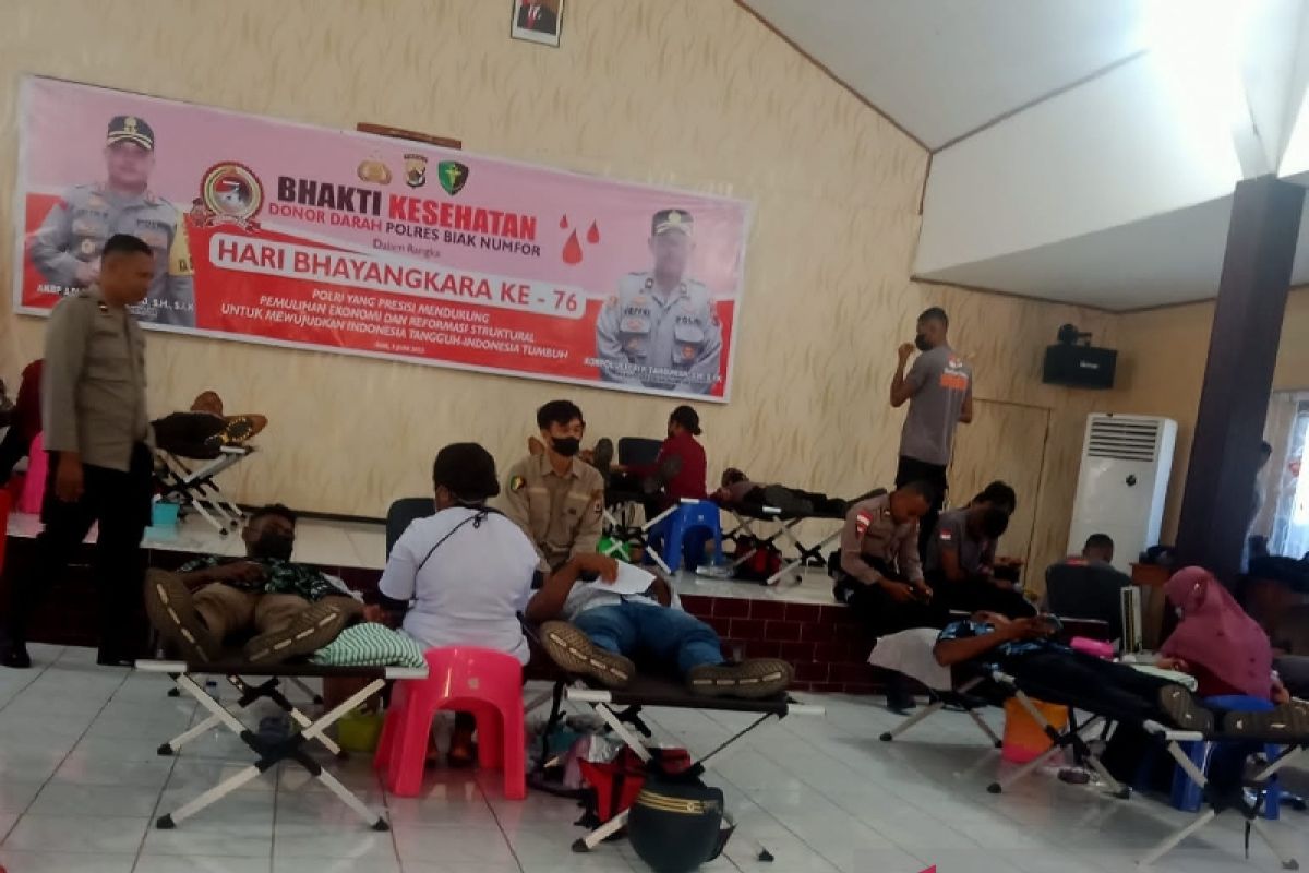 Bakti Kesehatan Donor Darah Polres Biak Numfor himpun 142 kantong darah