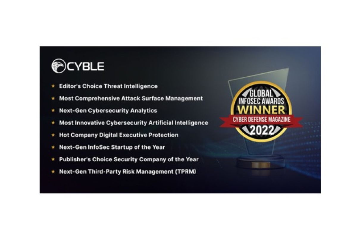 Cyble sweeps the coveted Global InfoSec Awards 2022 - Editor's Choice Threat Intelligence - with wins in 8 categories