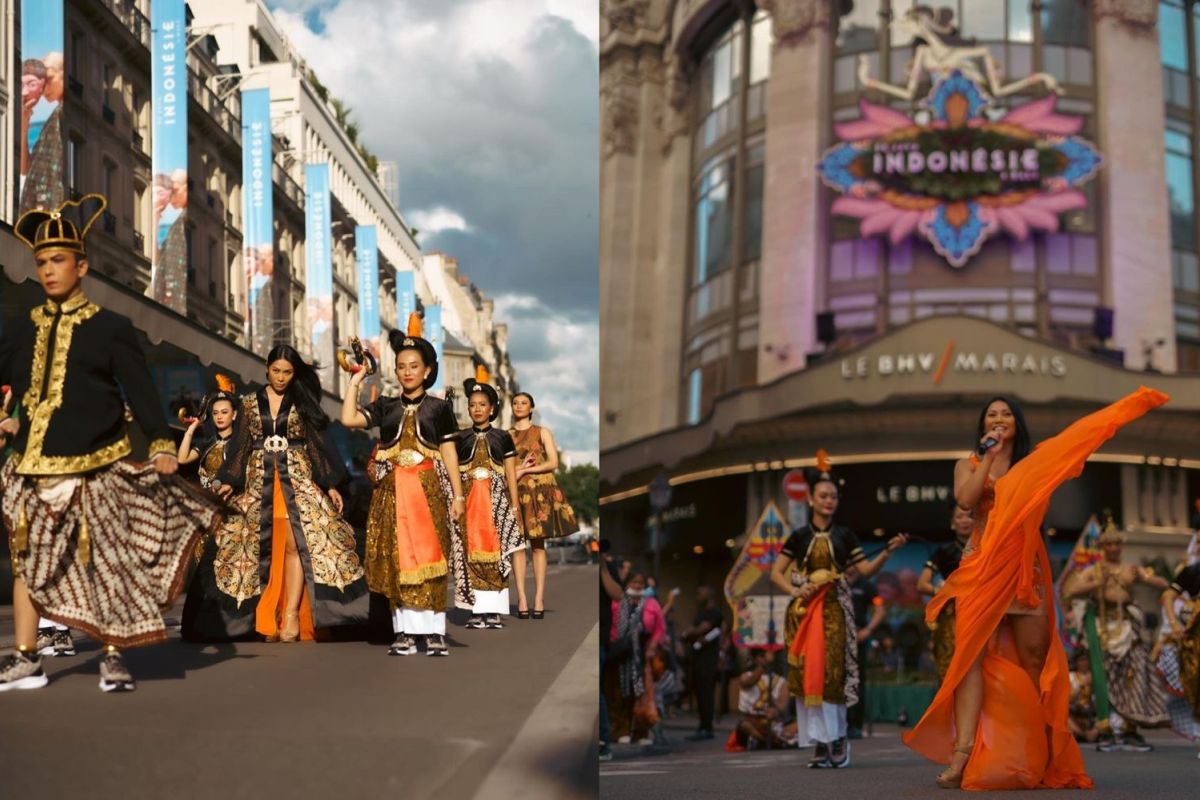 Anggun nyinden di Paris saat pembukaan #ShopeeJAVAinParis