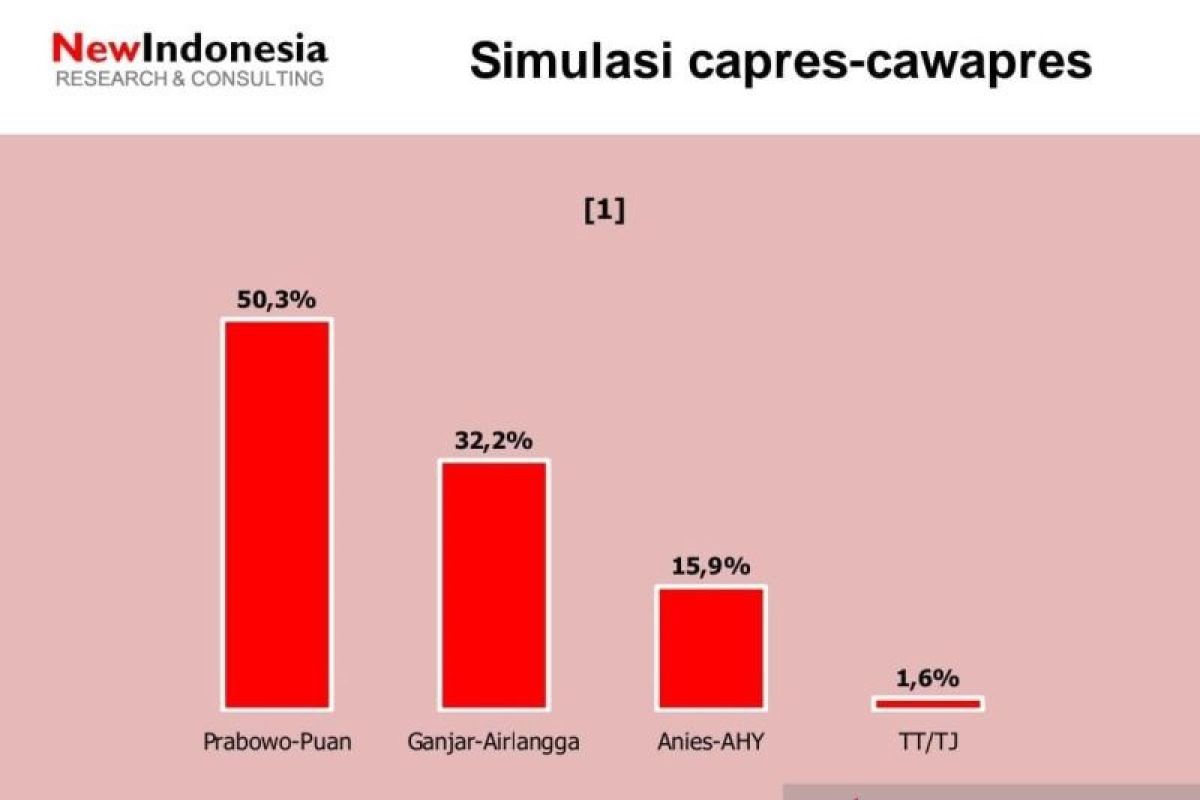 Survei New Indonesia menyatakan elektabilitas duet Prabowo-Puan Maharani tertinggi