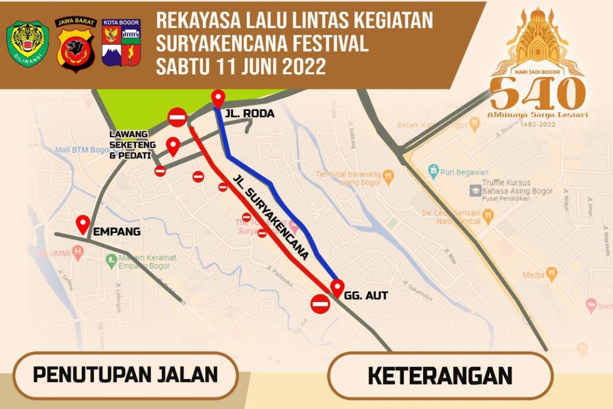 Pemkot Bogor berlakukan rekayasa lalu lintas saat Festival Surken pada Sabtu 11 Juni