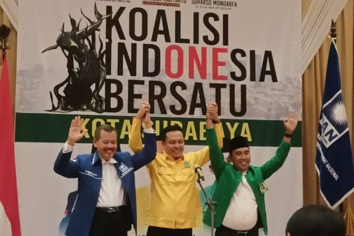 Tiga parpol di Surabaya deklarasi KIB satukan frekuensi jelang Pemilu 2024
