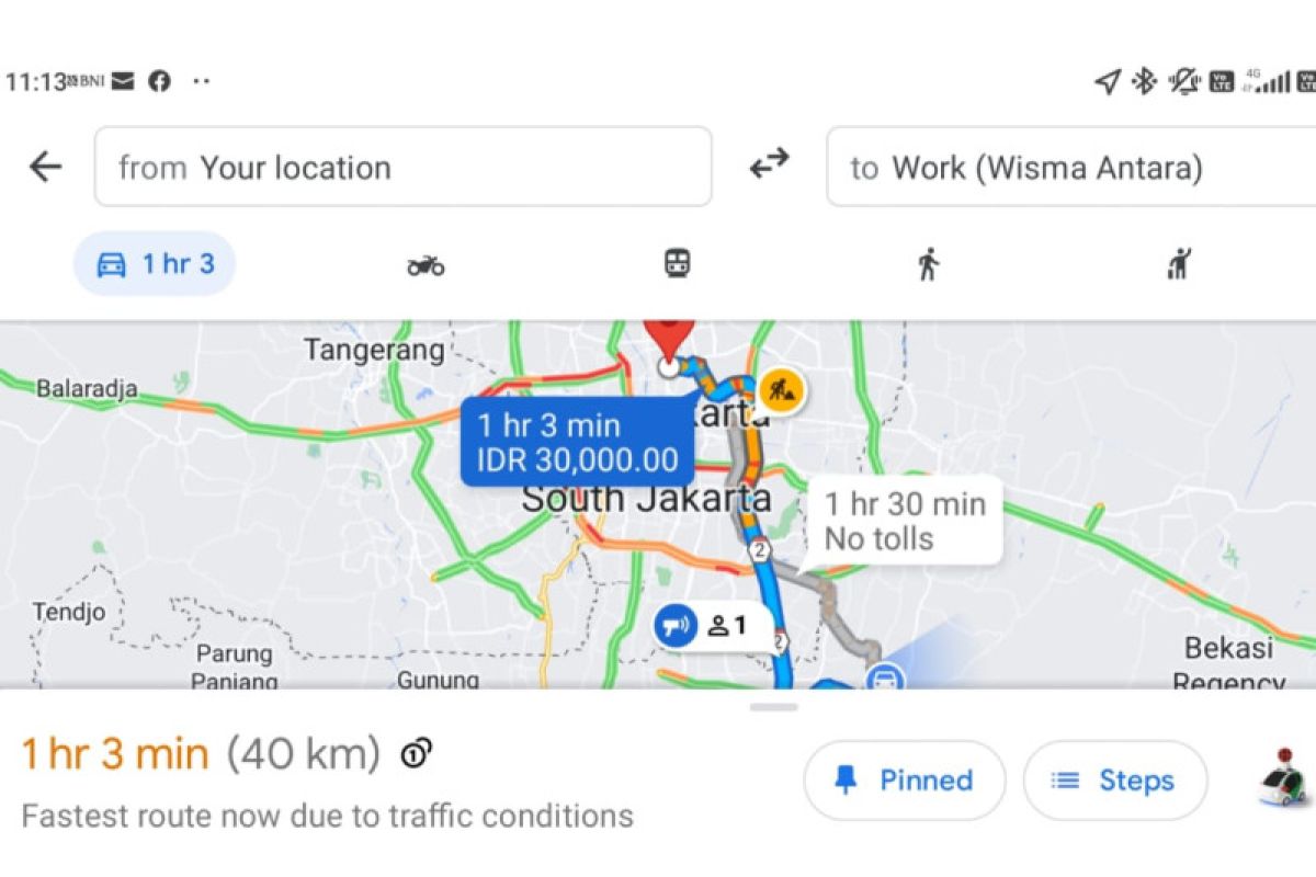 Google Maps rilis fitur estimasi biaya jalan tol Indonesia