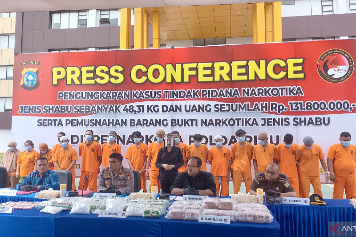Polda Riau musnahkan 48,3 kilogram narkoba dari 17 tersangka