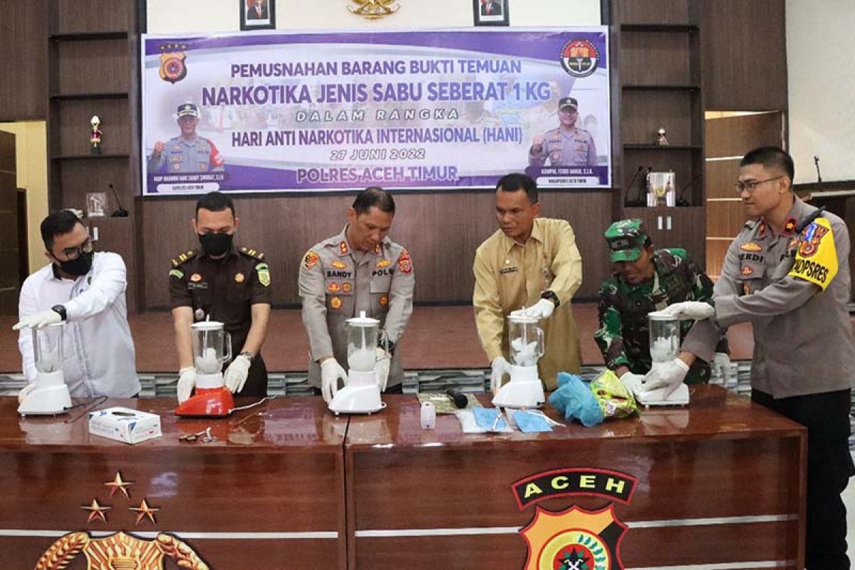 Polres Aceh Timur musnahkan satu kilogram sabu-sabu