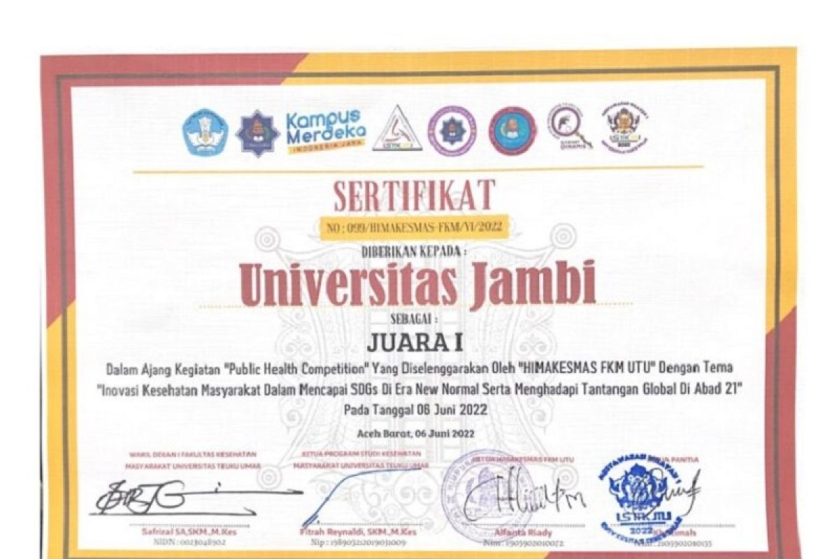 Mahasiswa Universitas Jambi juara satu lomba artikel ilmiah nasional