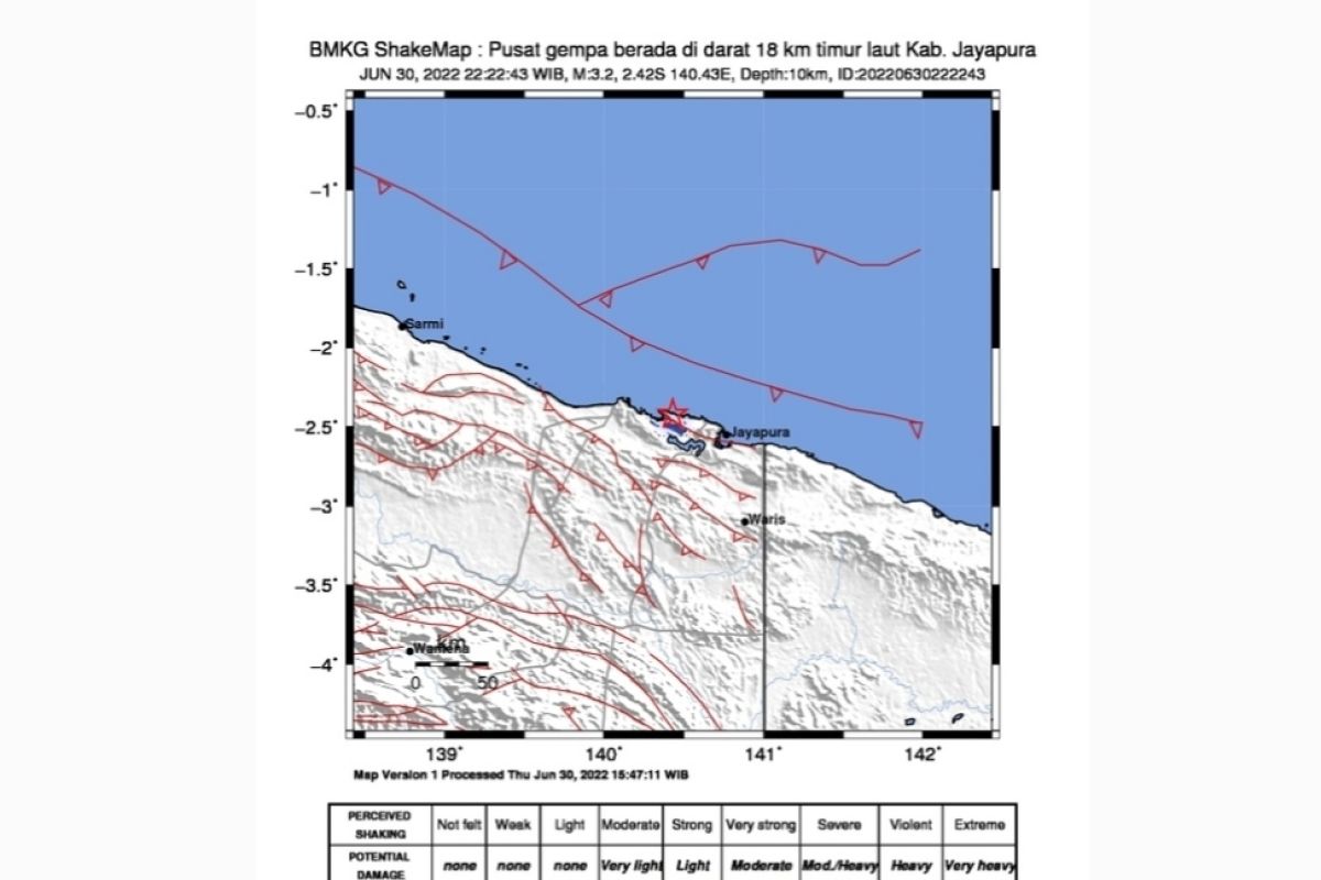 Gempa bumi magnitudo 6,0 guncang Mamberamo Papua