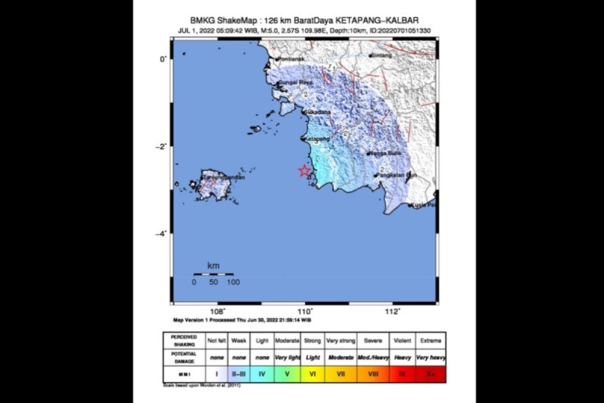 Gempa guncang Ketapang Kalbar magnitudo 5.0, Jayapura Papua magnitudo 3,2