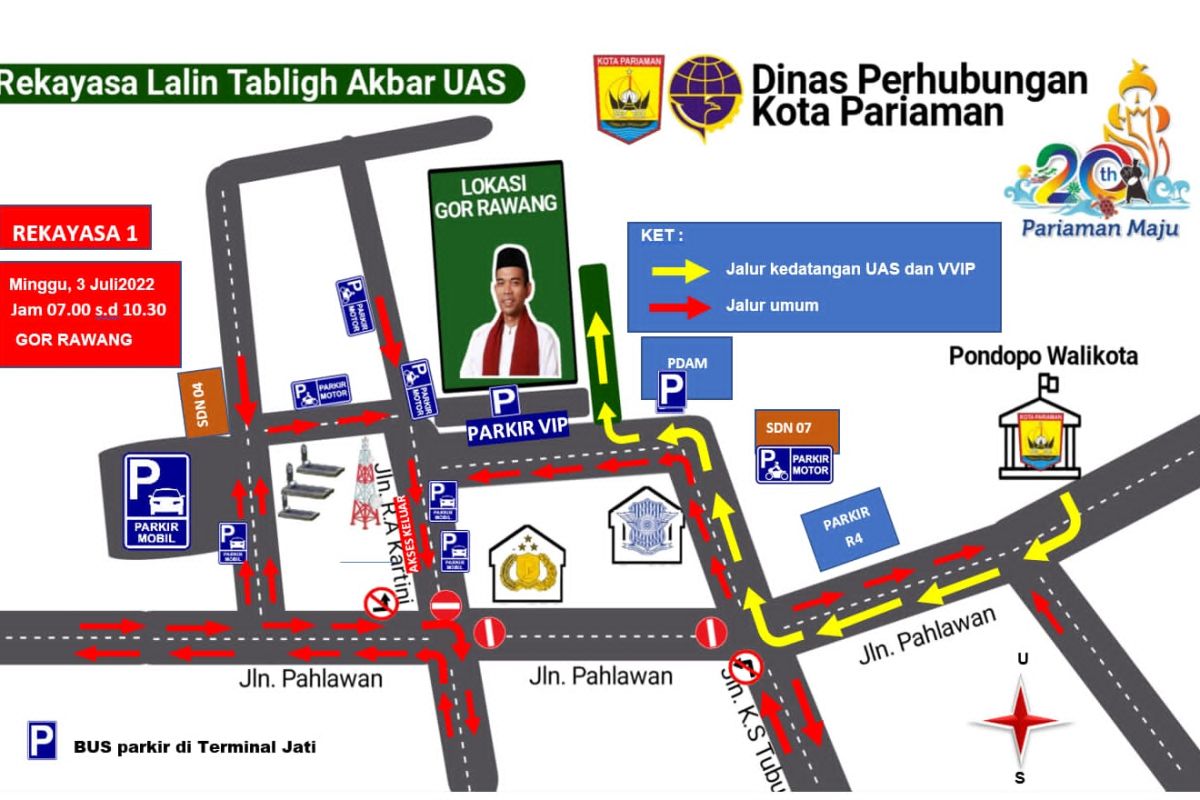 Pemkot Pariaman gratiskan biaya parkir untuk jamaah Tablig Akbar UAS