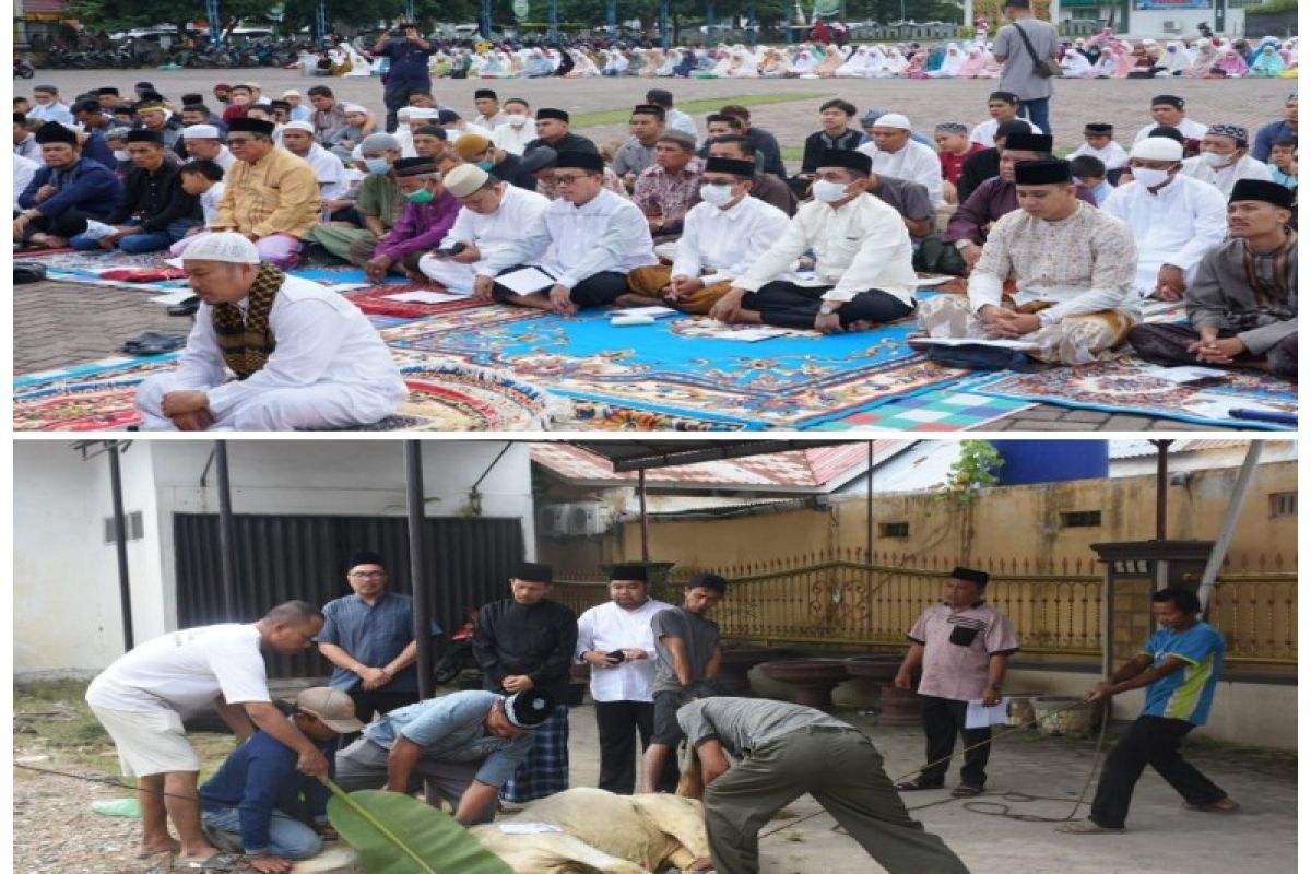 Ribuan umat muslim sholat Idul Adha di Lapangan Merdeka Tebing Tinggi