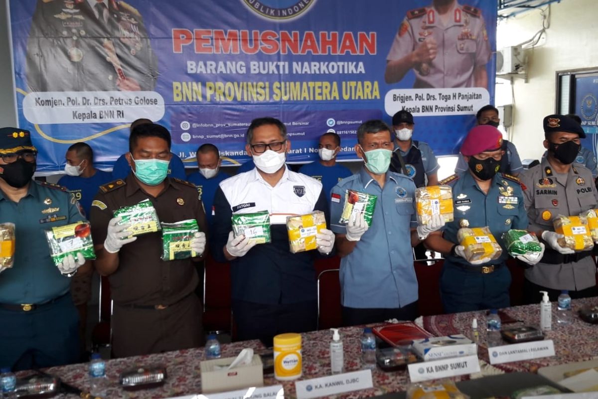 BNNP Sumut sebut lima tersangka 68,67 kg sabu-sabu terancam hukuman mati