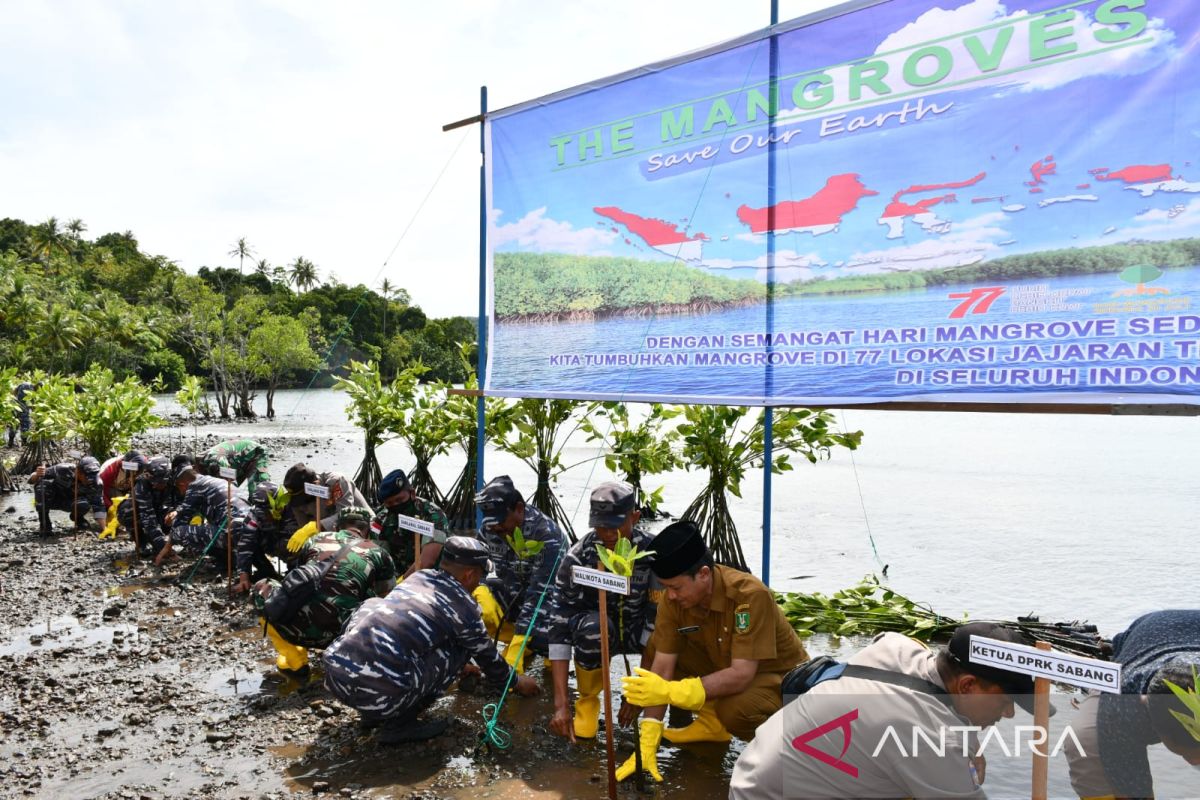 Jaga lingkungan, Lanal tanam 5.000 bibit bakau di pantai Sabang