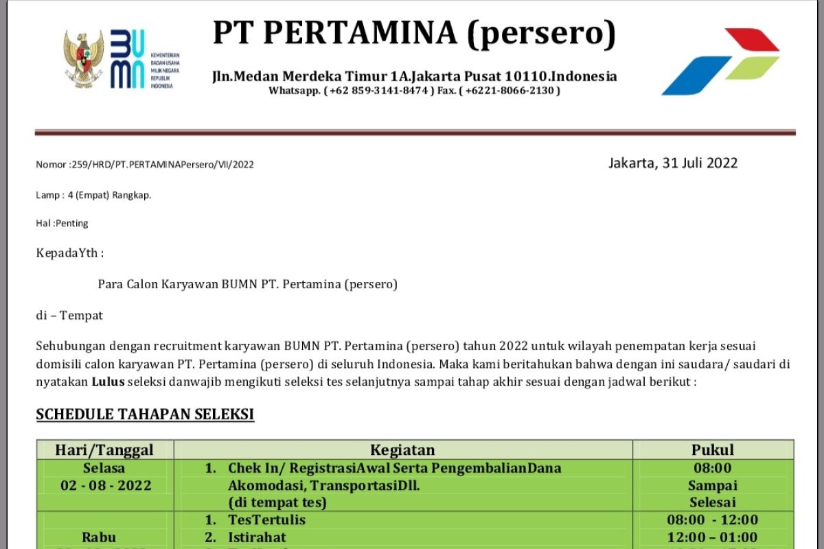 Hati-hati, ada penipuan berkedok rekruitmen karyawan Pertamina