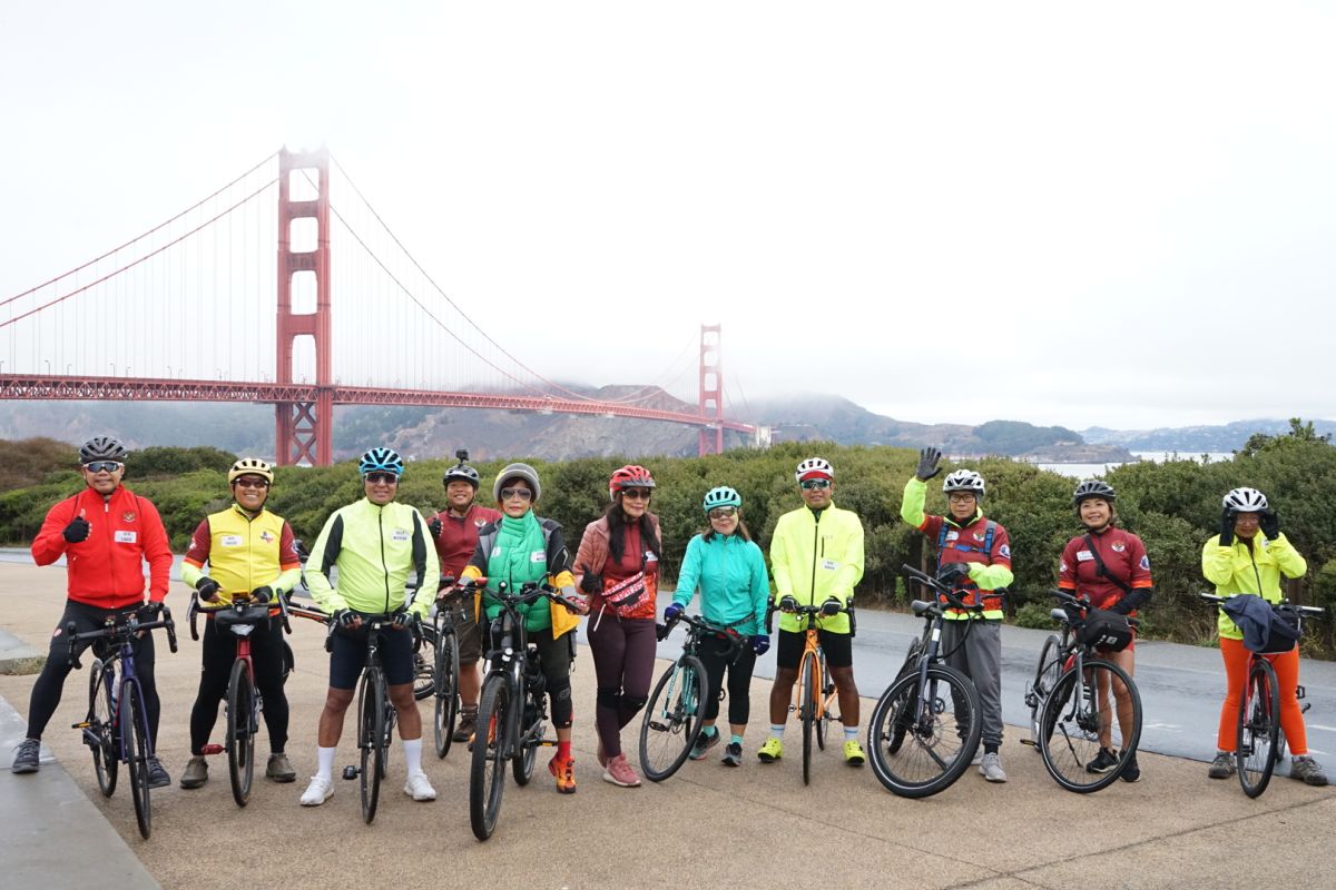 Sambut HUT RI, diaspora Indonesia di San Francisco bersepeda bersama