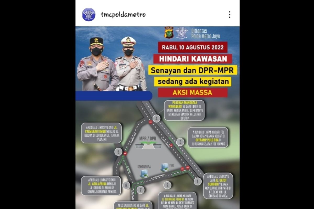 Aksi Buruh Rabu, Polisi imbau warga hindari kawasan Senayan dan DPR RI