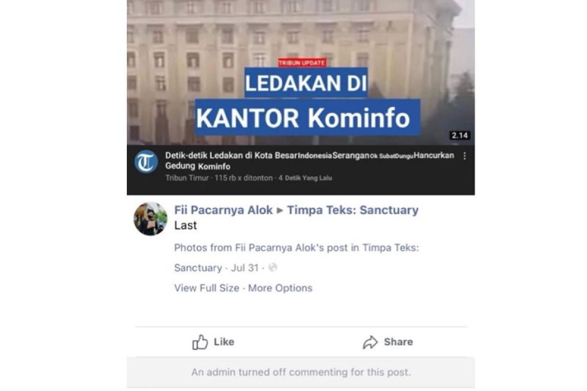 Hoaks! Video ledakan di gedung Kominfo