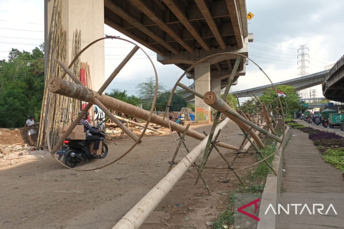 Pedagang pohon pinang di Jatinegara kebanjiran pesanan jelang HUT RI