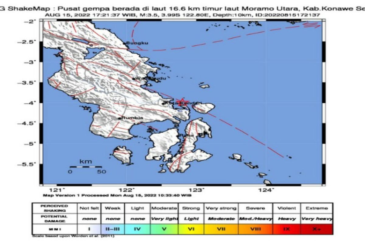 Gempa dangkal guncang Moramo Utara Konawe Selatan