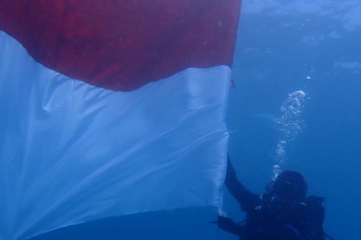 77 penyelam kibarkan Bendera Merah Putih di Taman Laut Pandanan Lombok