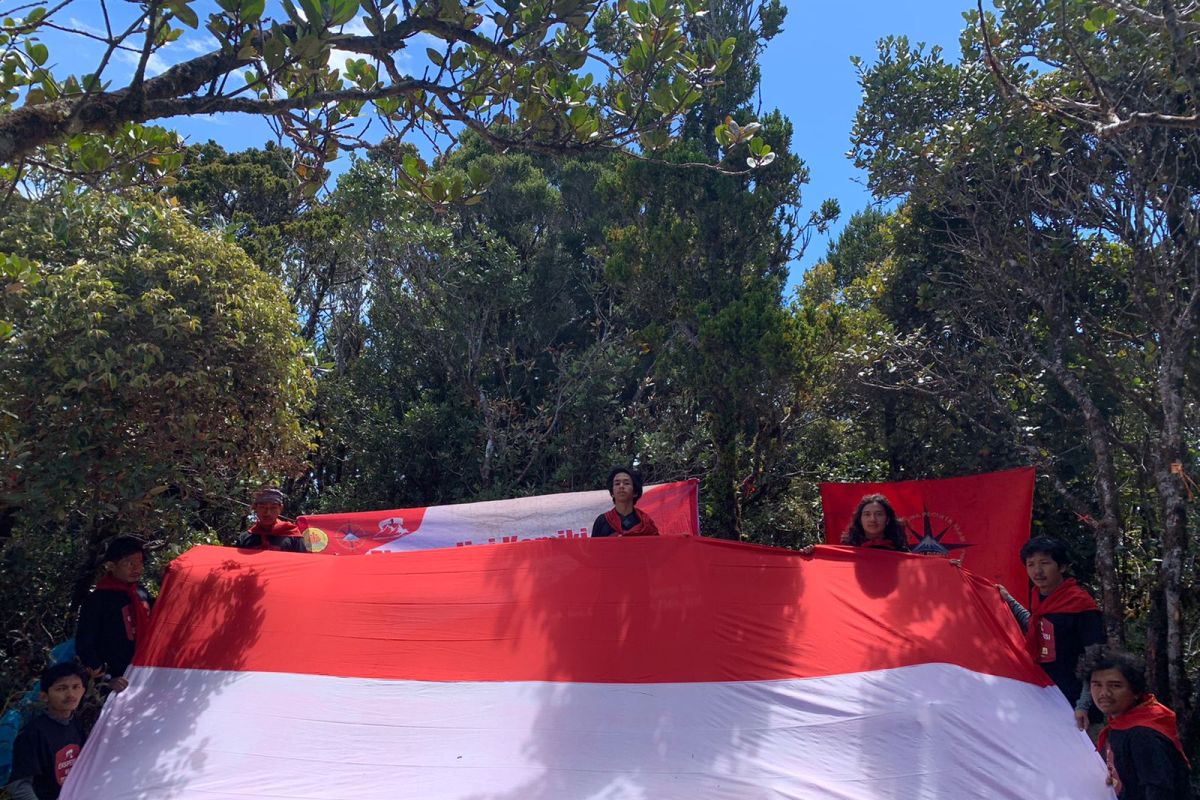 Mapala kibarkan bendera di gunung tertinggi di Pidie