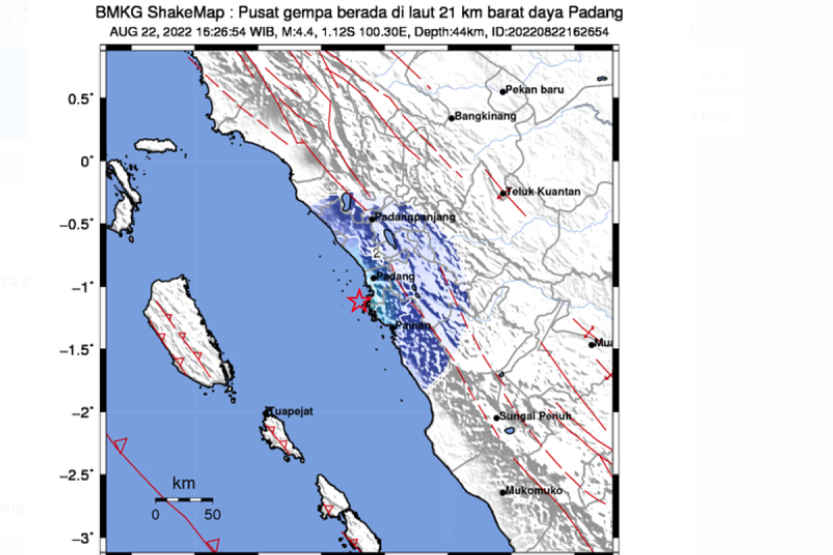 Gempa magnitudo 4,4 guncang Padang