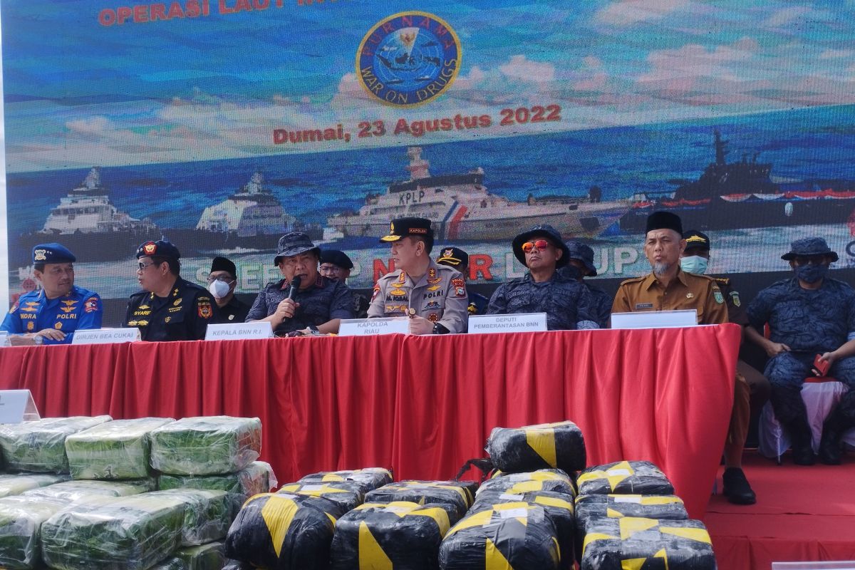 Operasi Laut BNN resmi ditutup di Dumai, Komjen Petrus ekspos tangkapan sabu 177,4 kg