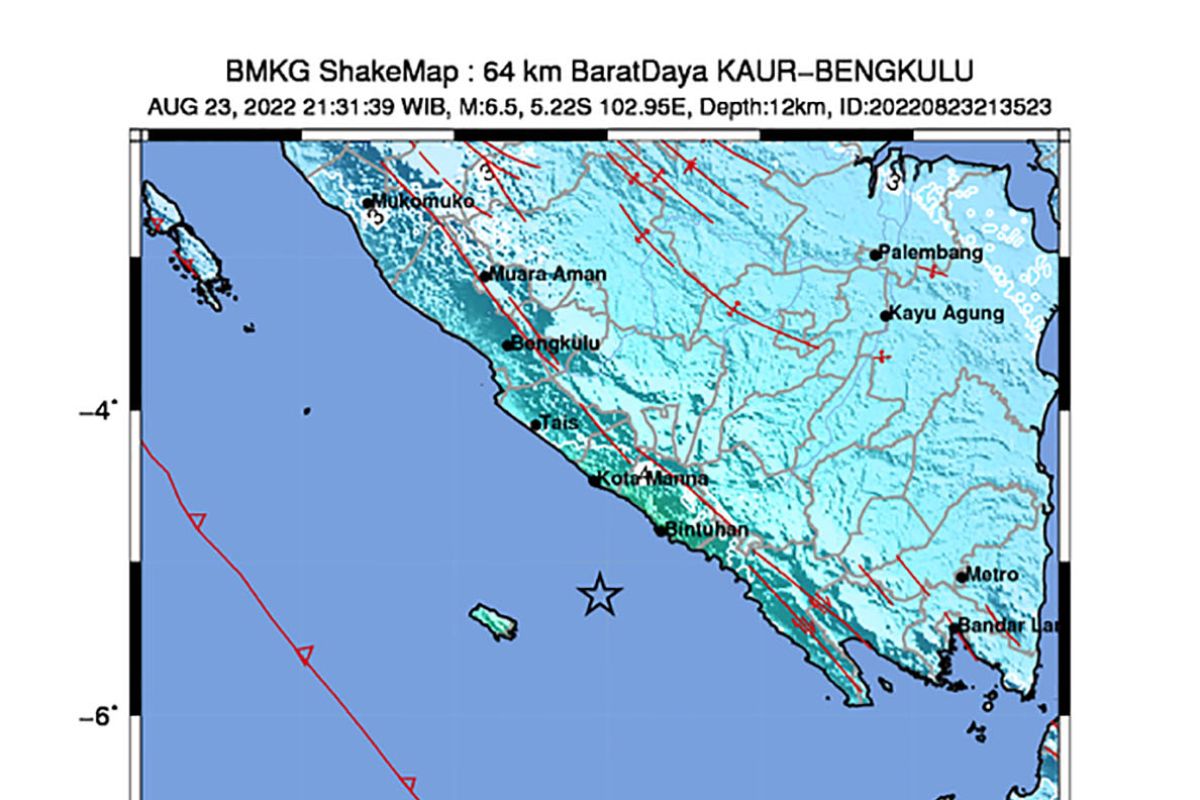 Kaur, Bengkulu diguncang gempa M 6,5