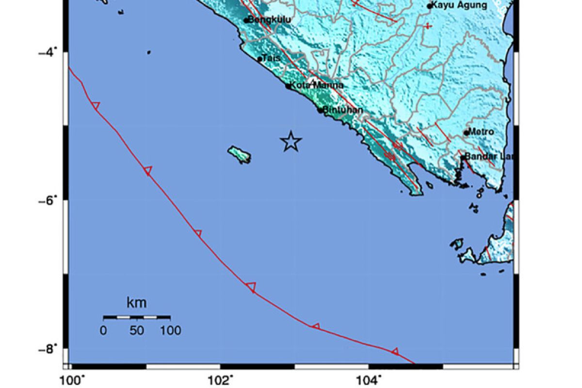 Gempa magnitudo 4,9 guncang bengkulu, getaran terasa di rumah