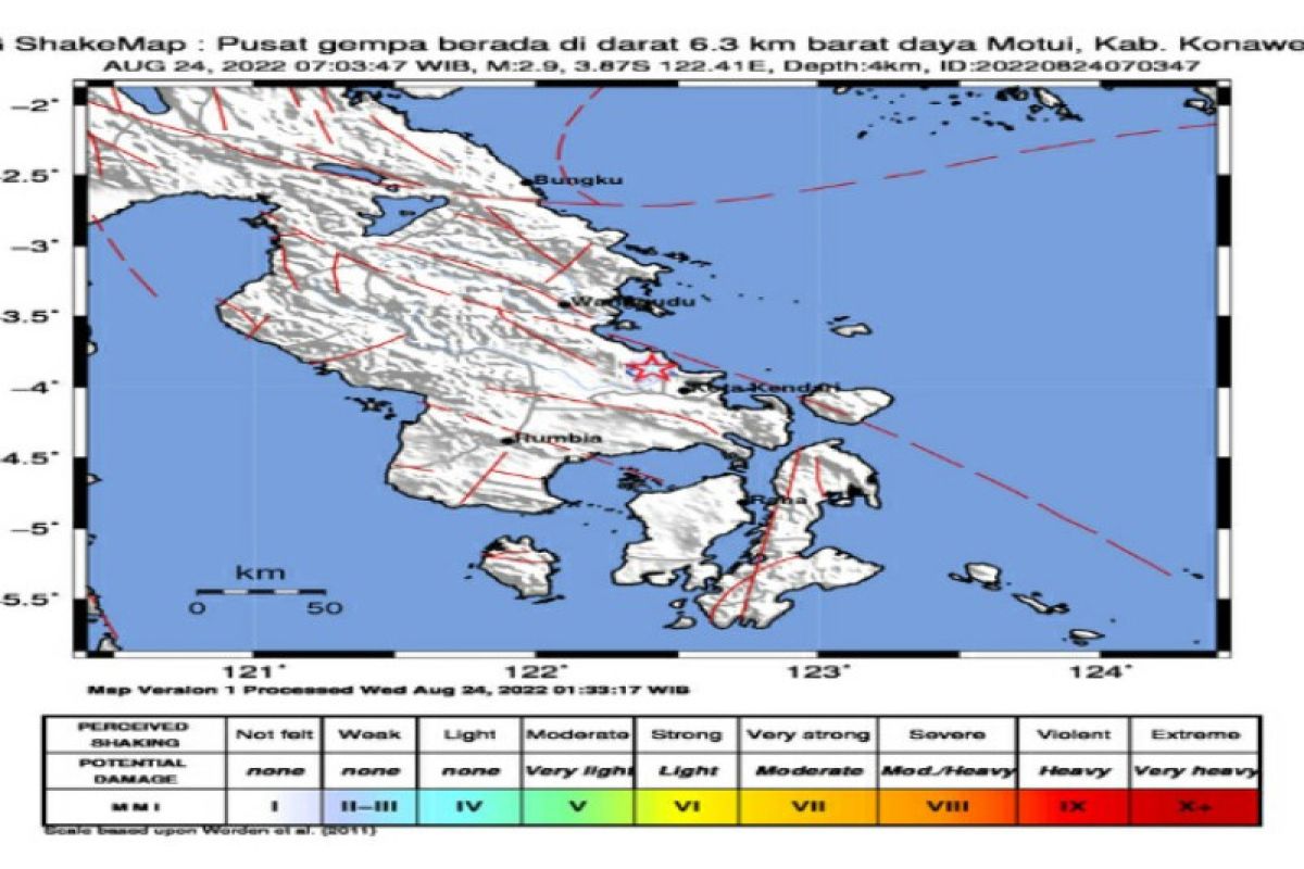 Aktivitas sesar lokal memicu gempa dangkal di Konawe Utara Sulawesi Tenggara