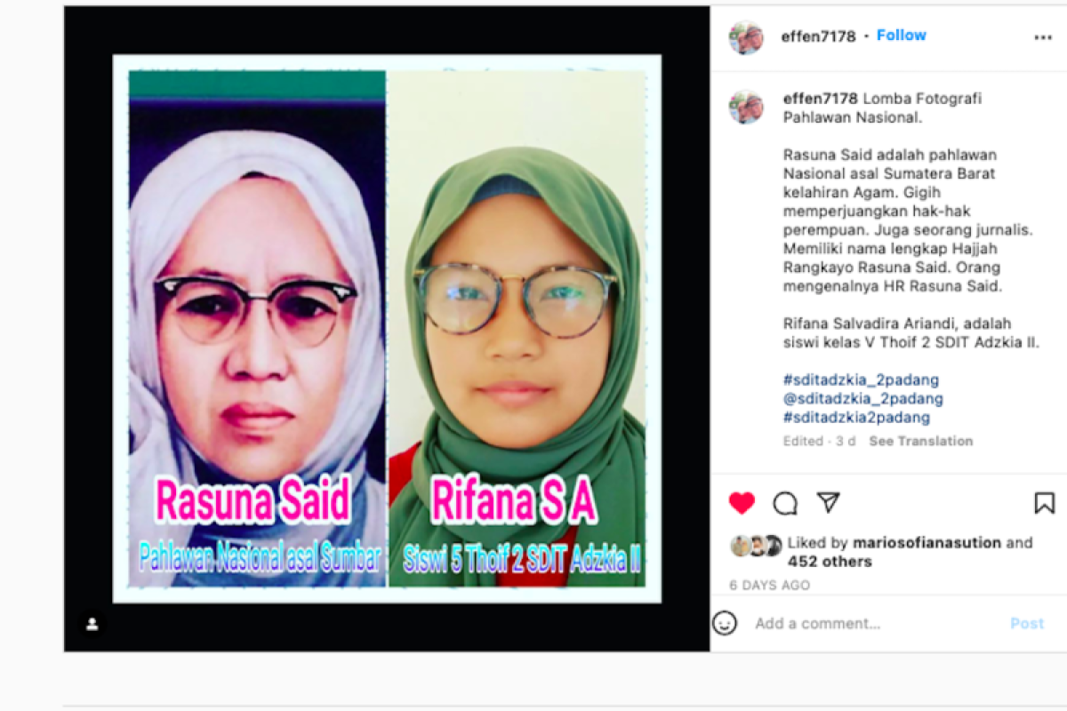 Dilike gubernur dan sejumlah tokoh, Rifana juara mirip Pahlawan Nasional